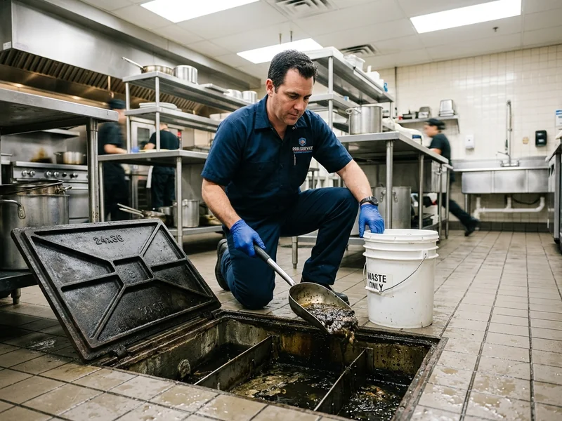 Grease trap cleaning in a commercial kitchen