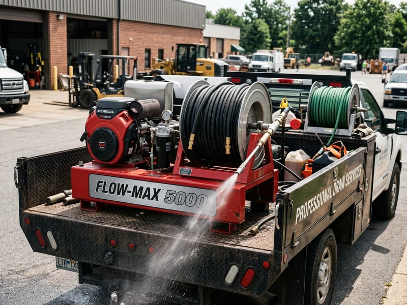 Hydro jetting equipment used to clear drain lines